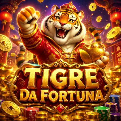 Tela do slot Fortune Tiger com grid 3x3, tigre dourado e moedas chinesas
